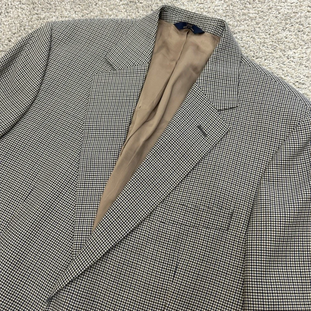 Brooks Brothers‎ 346 Blazer 42R Tan Blue Houndstooth 100% Wool Sport Coat